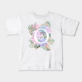 botanical monogram alphabet O hydrangea flowers Kids T-Shirt